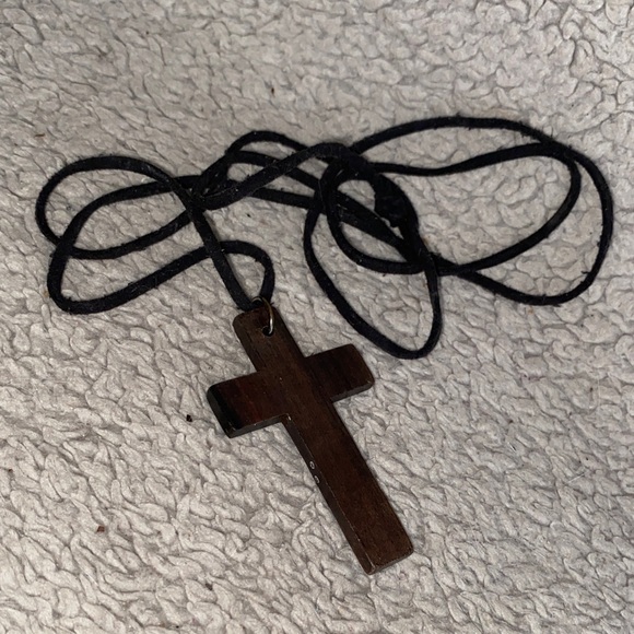 The Unbranded Brand Jewelry - Simple Wood Cross Necklace With 19” black coard